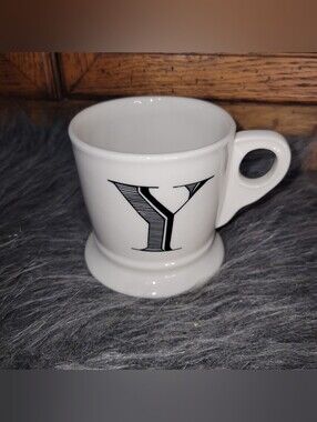 Anthropologie White Ceramic Monogram 'Y' Pedestal Mug